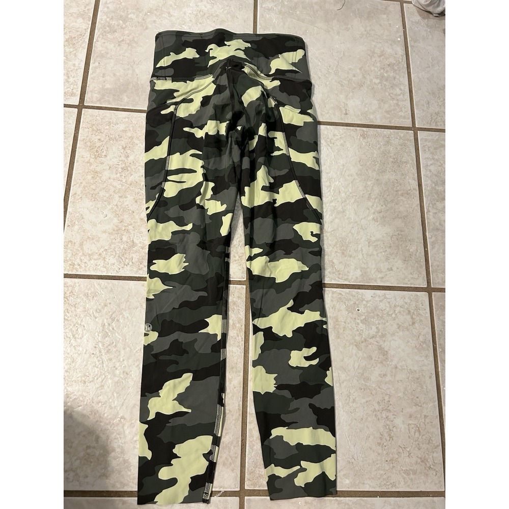 Lululemon Fast Free II Tight Women's Size 4 Heritage 365‎ Camo Green Nulux Ankle